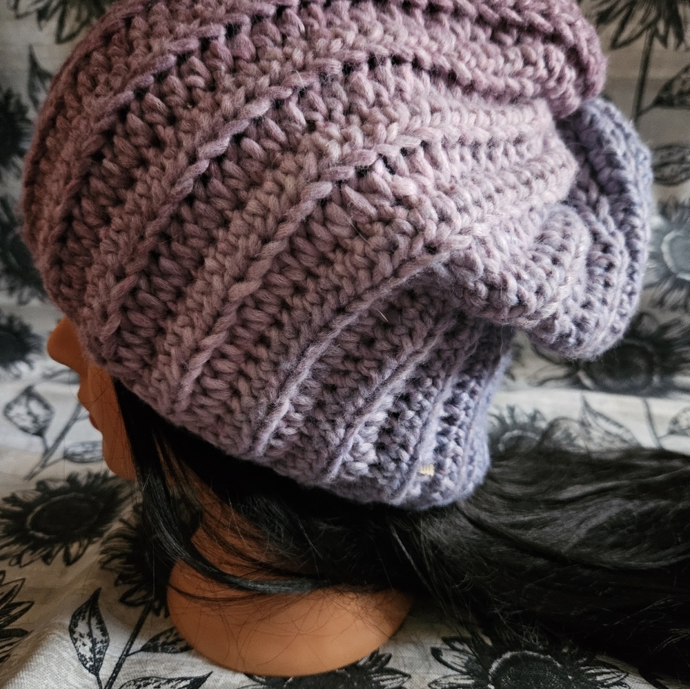 Purple Crochet Handmade Beanie Hat - Picture 3 of 12